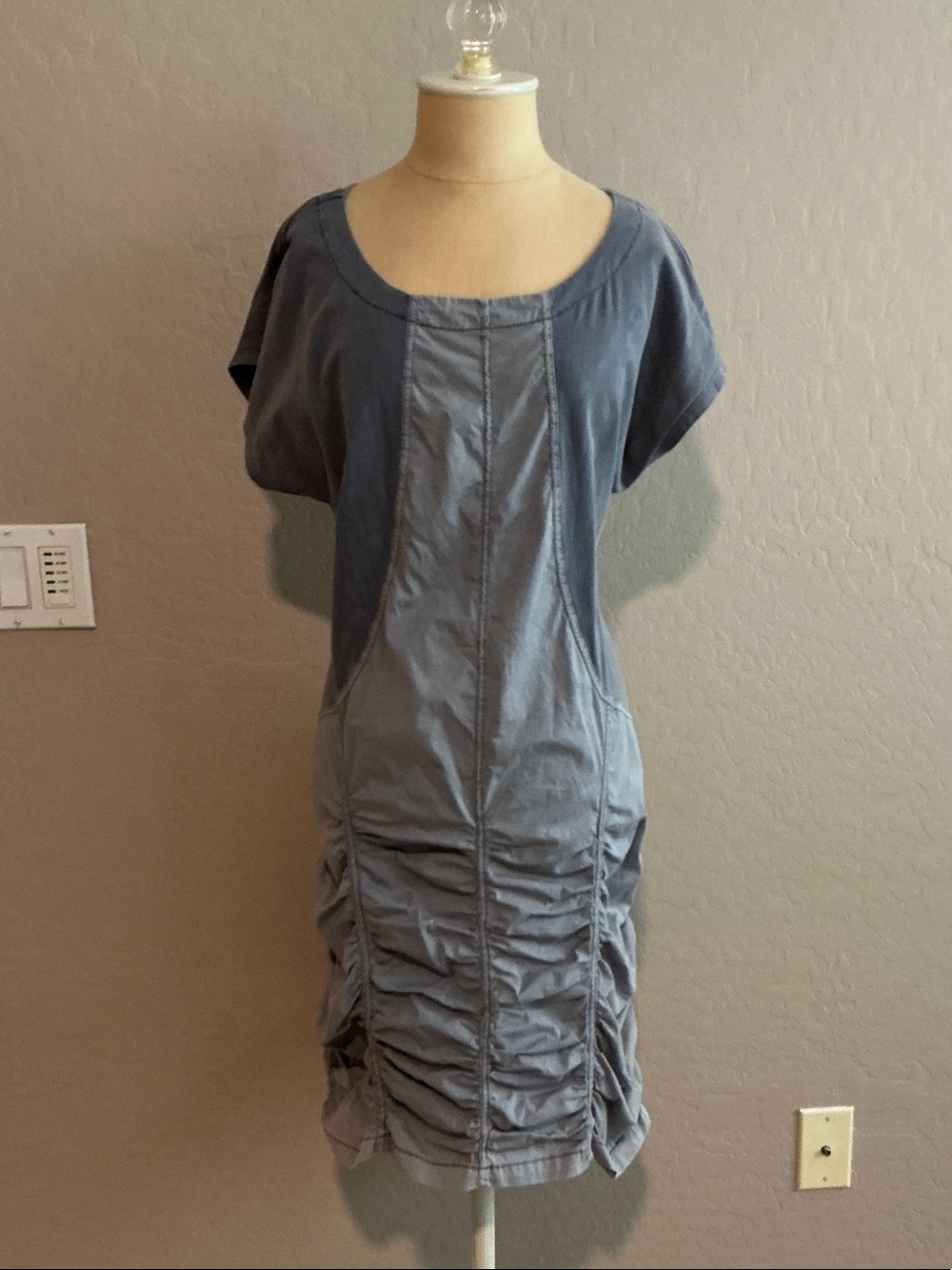 XCVI Aviana Gray Ruched Shift Dress
